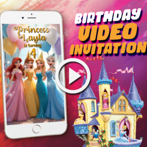Princess birthday video invitation preview for girls