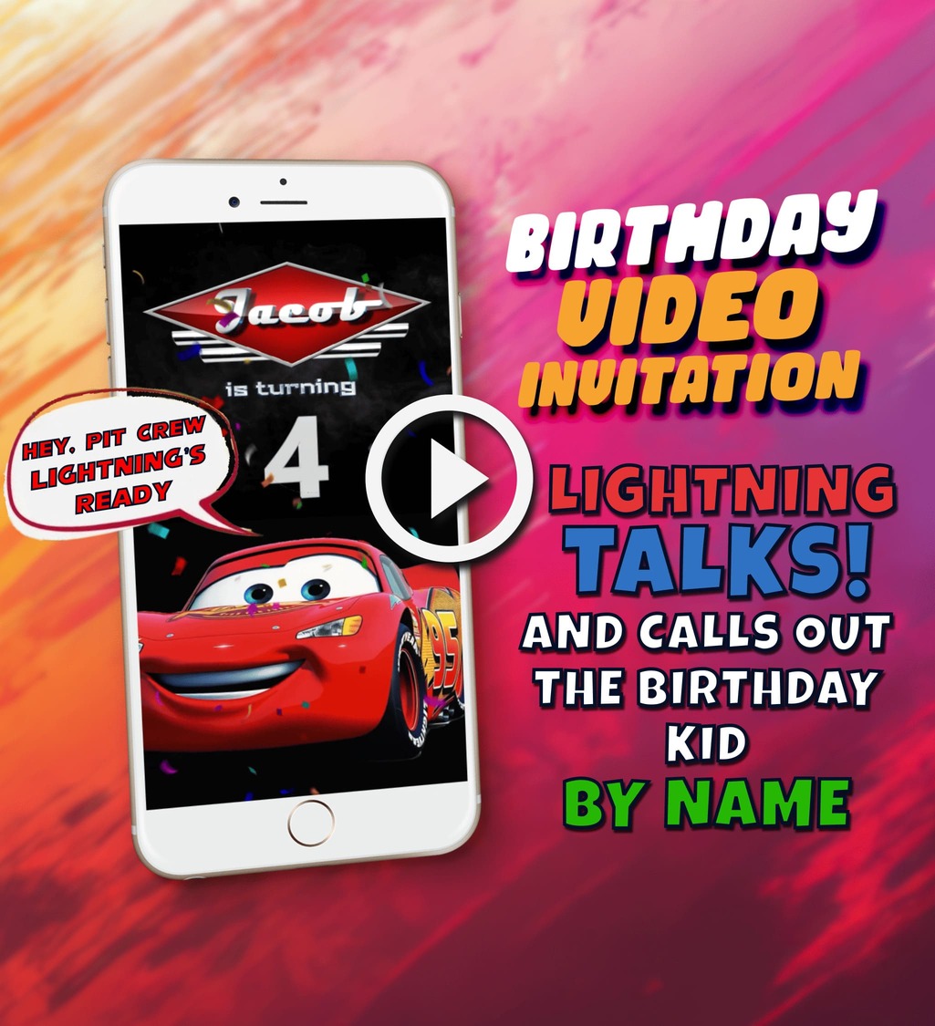 Lightning birthday invitation cover