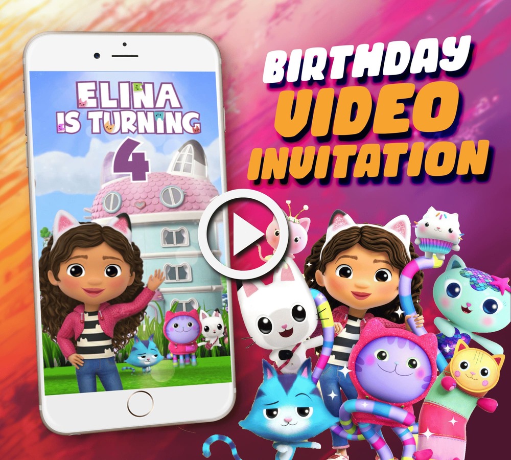 Dollhouse birthday invitation cover