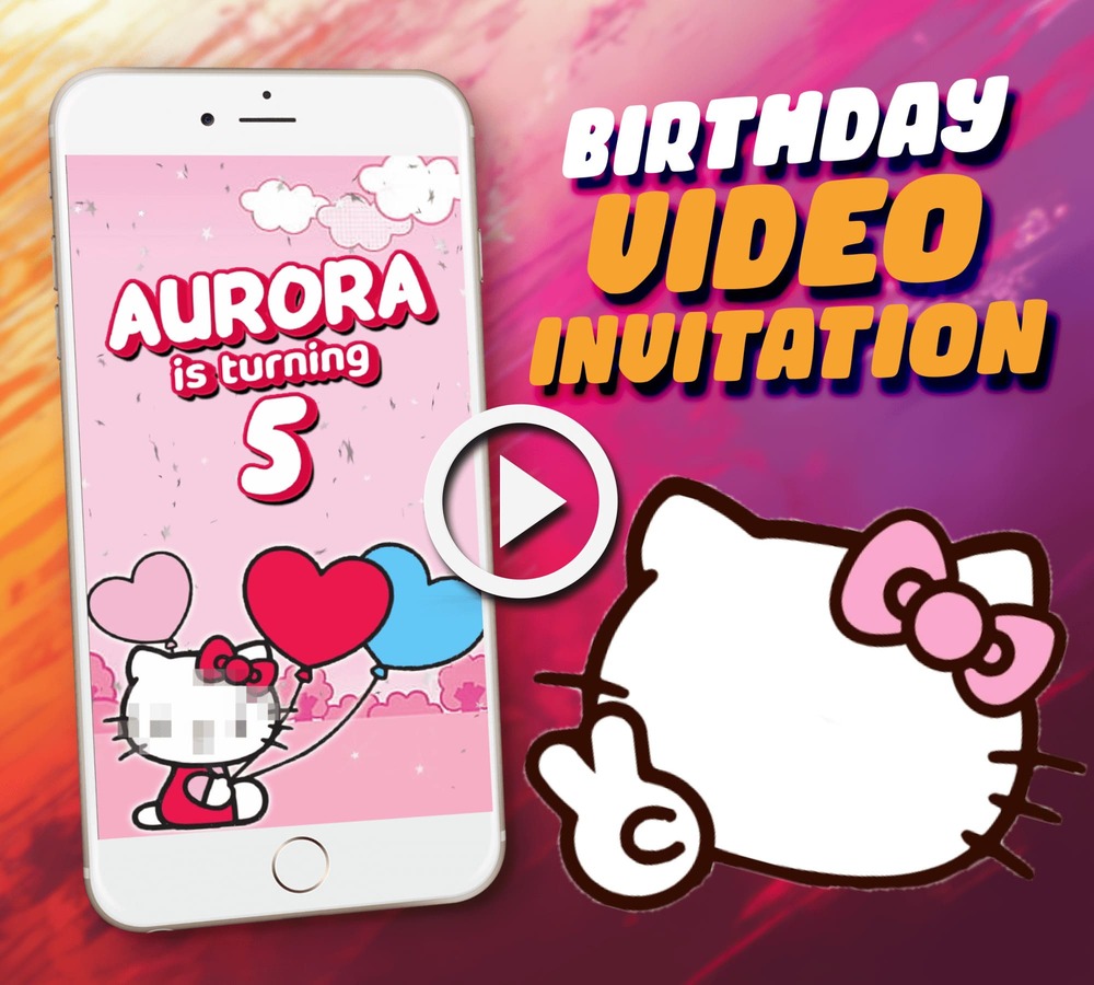 Kitty birthday invitation cover