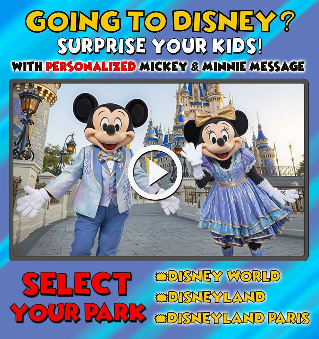 Personalized theme park reveal video cover