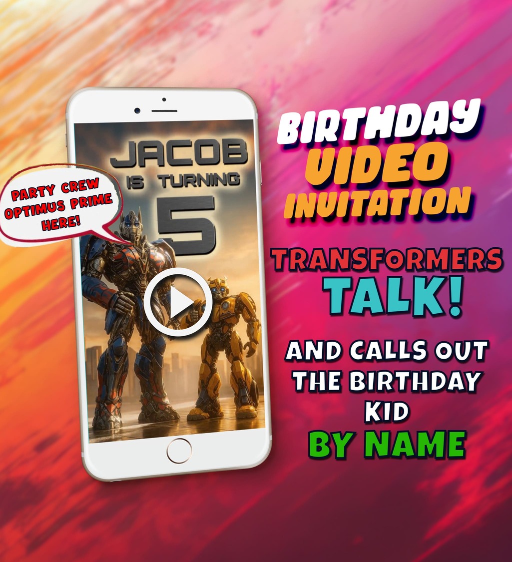 Transformer birthday invitation cover